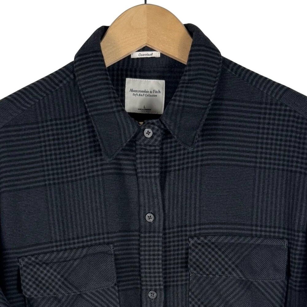 Abercrombie & Fitch Oversized Glen Plaid Flannel Shirt Womens L Boyfriend